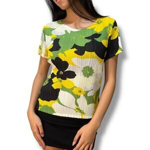 Issey Miyake Pleats Floral Top